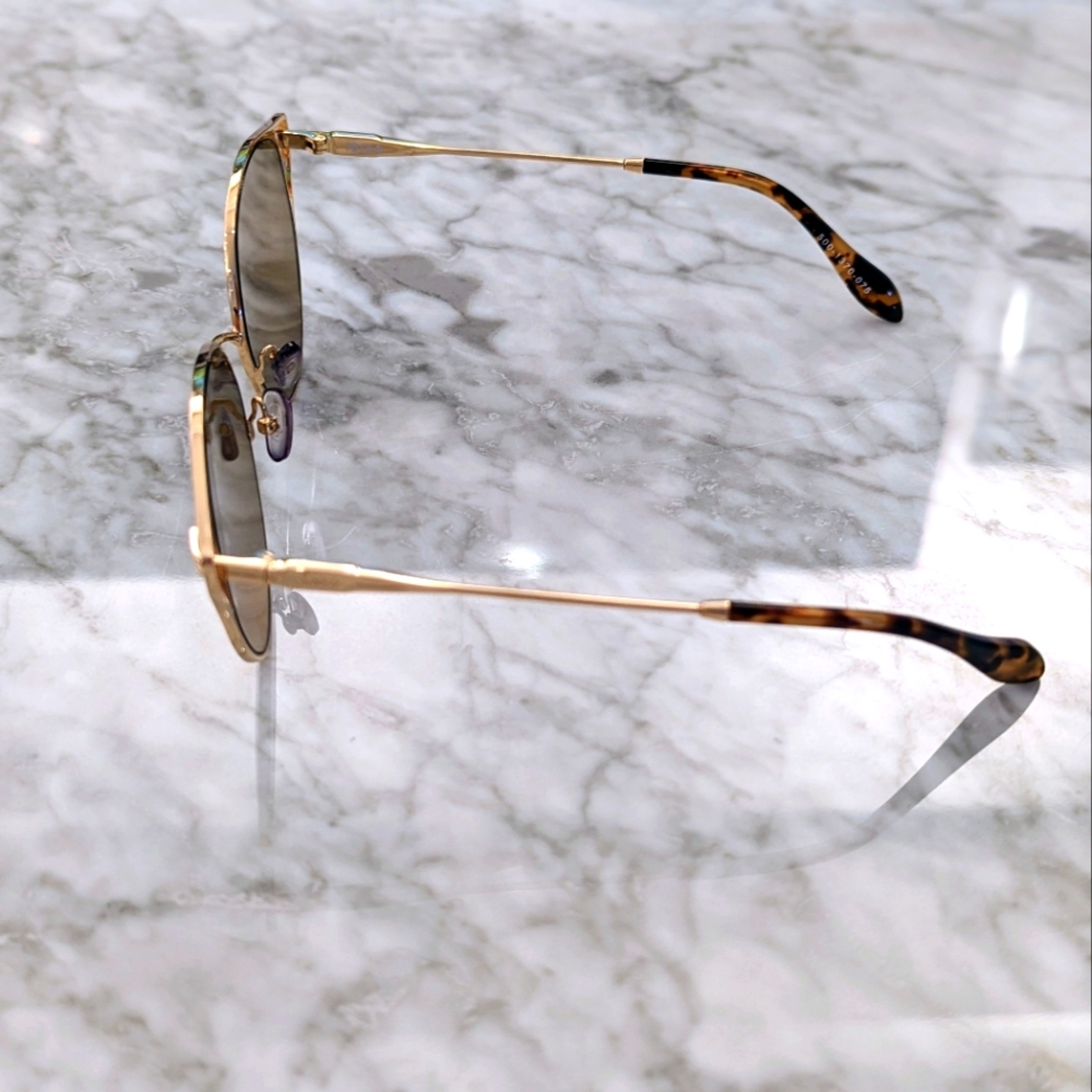 Sonix Ibiza Cat Eye Wire Frame Gold Tone Sunglasses - Picture 5 of 10